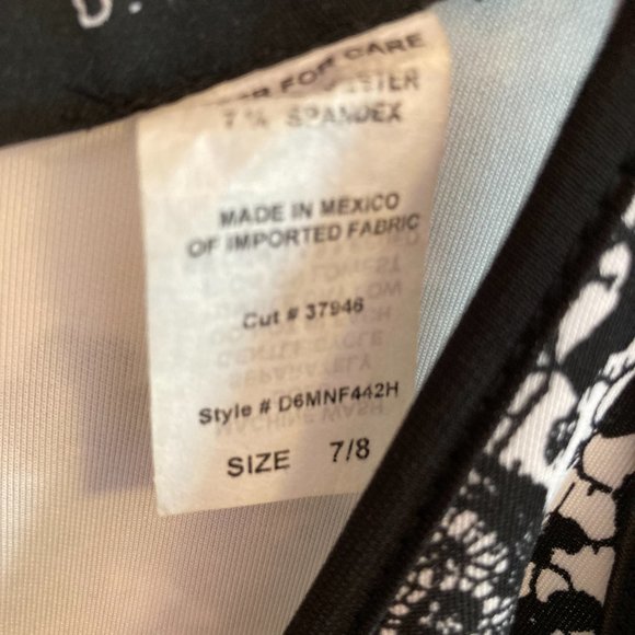 B Darlin Juniors Dress Bodycon Size 7/8 Black White Fake Lace - Picture 4 of 7